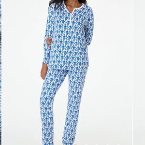 Blue monkey roller rabbit pajamas